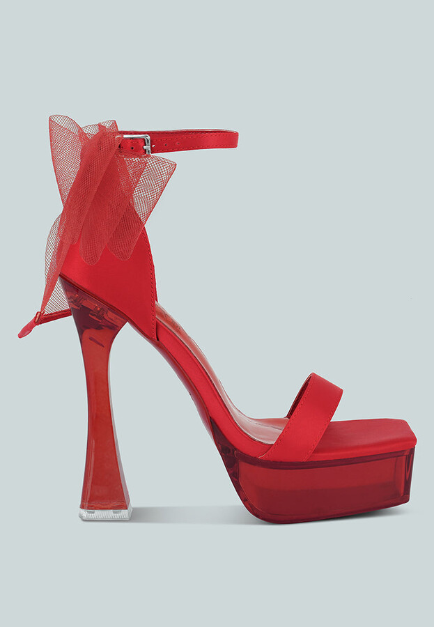 Louis Vuitton Red Silk Satin Heels/Pumps found on Polyvore