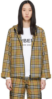 Burberry Beige Vintage Check Lightweight Hooded Jacket