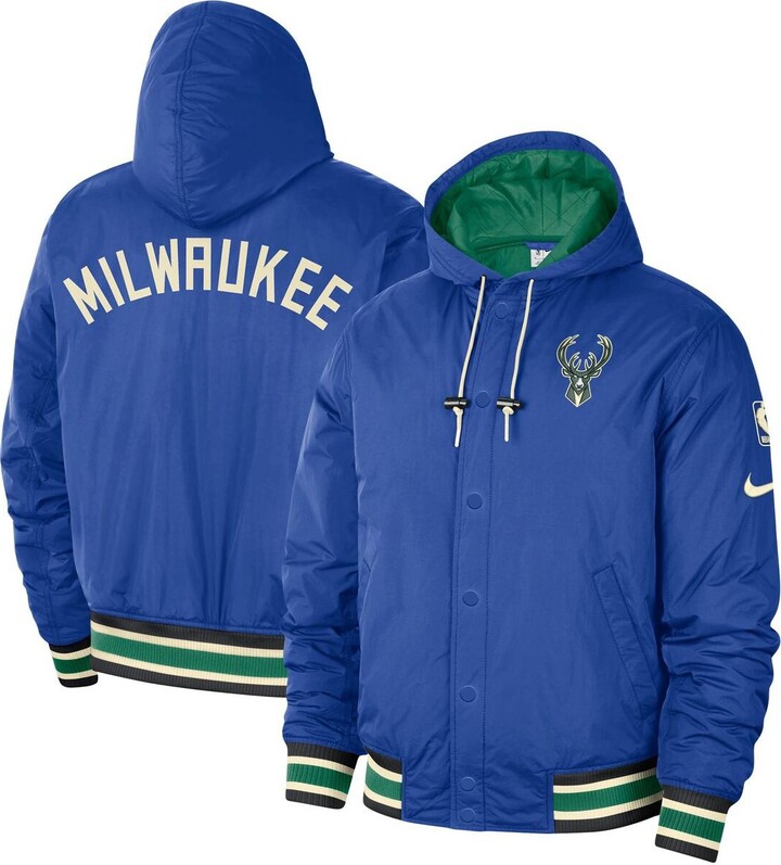 Women's Milwaukee Bucks Nike Hunter Green Essential Wordmark Full-Zip Hoodie