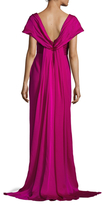 Thumbnail for your product : Theia Silk Pleated Cap Sleeve Gown
