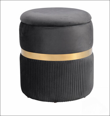 Techni Mobili Modern Velvet Round Ottoman Comfortable choice, multiple functions, classic design, and cozy corners with Storage,