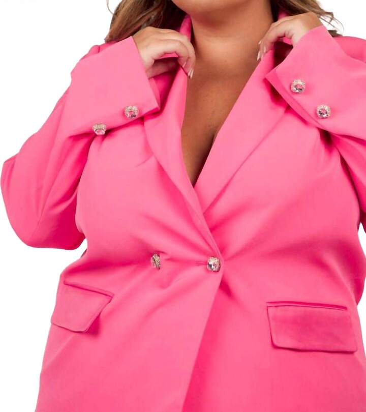 NEVER FULLY DRESSED Long Sleeve Blazer In Pink
