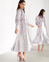 Thumbnail for your product : ASOS EDITION blouson sleeve midi dress in sequin