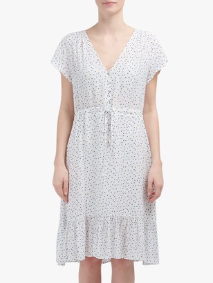 Rails Kiki Geometric Print Ruffle Hem Dress, White