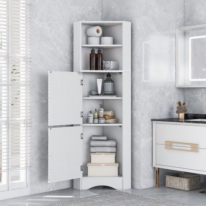 Kleankin Modern Farmhouse Bathroom Sink Cabinet, Pedestal Sink Storage  Cabinet With Double Doors And Storage Shelves, White : Target