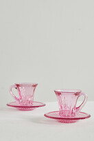 Thumbnail for your product : Luisa Beccaria Set Of Two Glass Tea Cups And Saucers - Pink