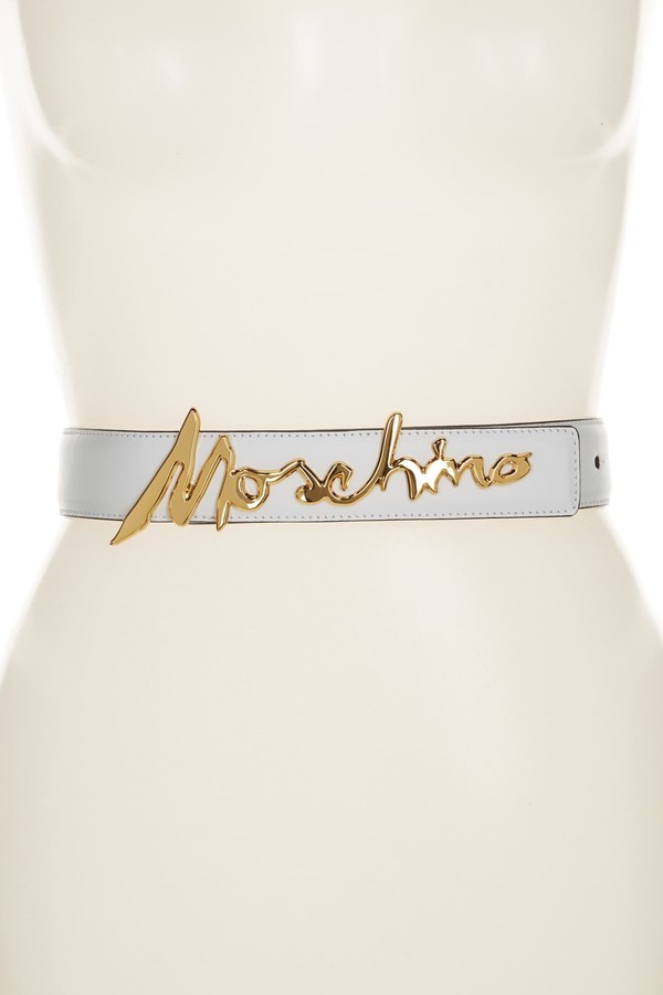 Moschino Leather Cursive Logo Belt - ShopStyle