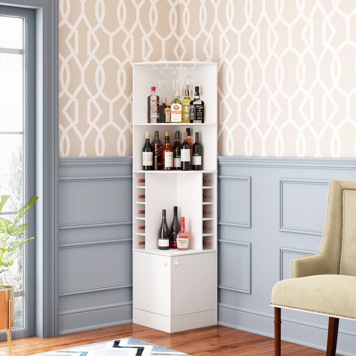 Timechee Corner Bar Home Storage Unit with Builtin Wine Rack and Lower