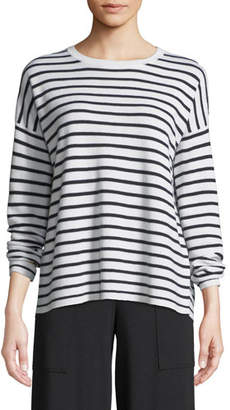 Eileen Fisher Plus Size Long-Sleeve Striped Merino Sweater