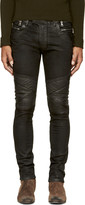 Thumbnail for your product : Balmain Black Coated Biker Jeans