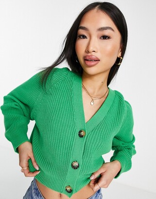 Monki cotton cardigan in bright green - MGREEN - ShopStyle