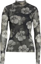Thumbnail for your product : Fuzzi Floral Print Mesh Cold Shoulder Top