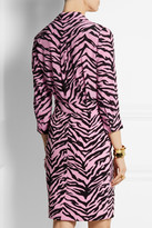 Thumbnail for your product : Moschino Boutique Tiger-print silk-chiffon and crepe shirt dress