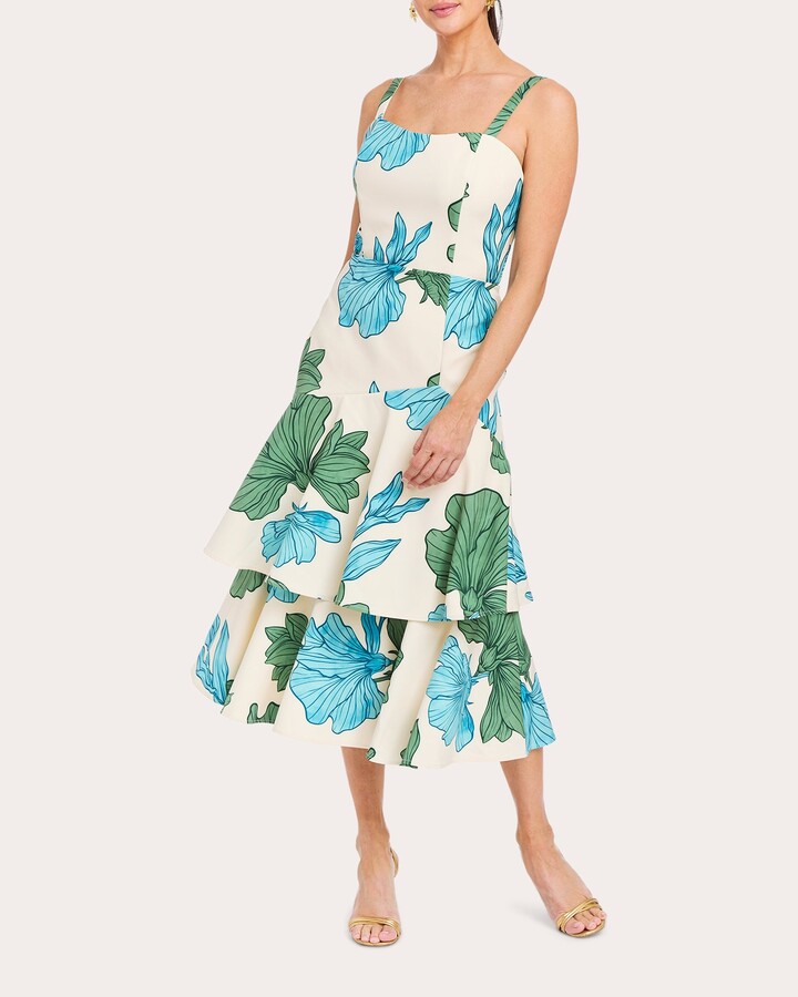 Mestiza Torero Floral Crepe Convertible Tiered Gown