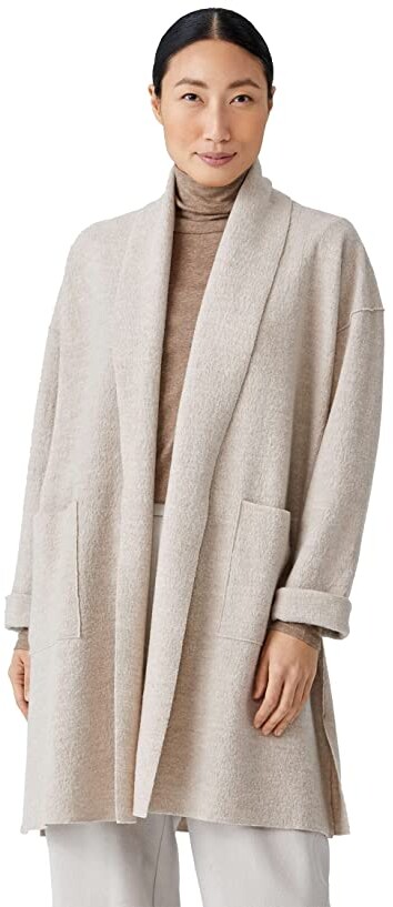 white boiled wool coat