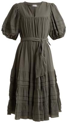 Zimmermann Kali Tuck Detail Cotton Dress - Womens - Khaki