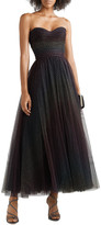 Thumbnail for your product : Monique Lhuillier Ruched Polka-dot Flocked Tulle Gown