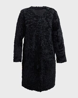 Gorski Reversible Collarless Lamb Shearling Belted Coat
