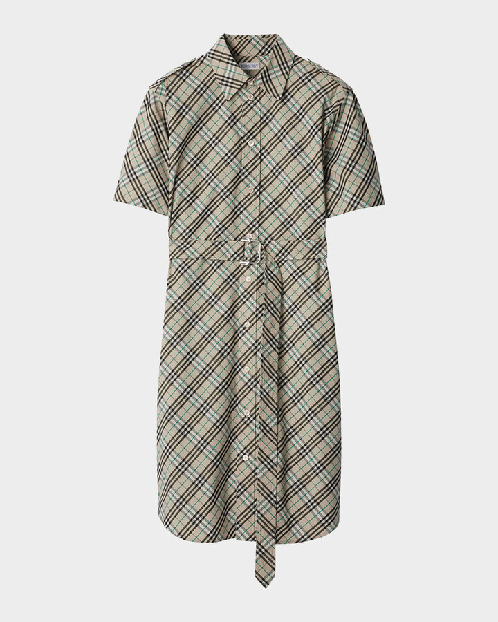Burberry Check Belted Shirt Dress