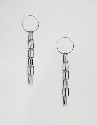 ASOS Design DESIGN earrings with open link chain strands in silver