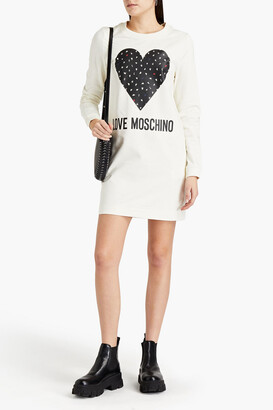 Love Moschino Printed French cotton-blend terry mini dress
