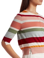 Thumbnail for your product : Akris Punto Striped Half-Sleeve Cardigan