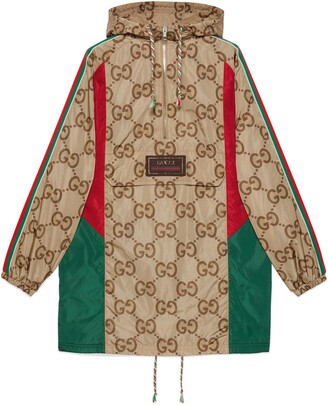 Gucci Tiger jumbo GG anorak coat with Web - ShopStyle