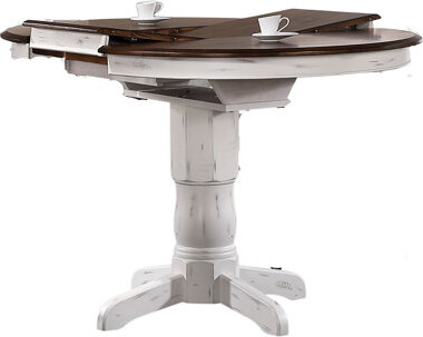 Iconic Furniture Counter Height Butterfly Leaf Solid Wood Pedestal Dining Table