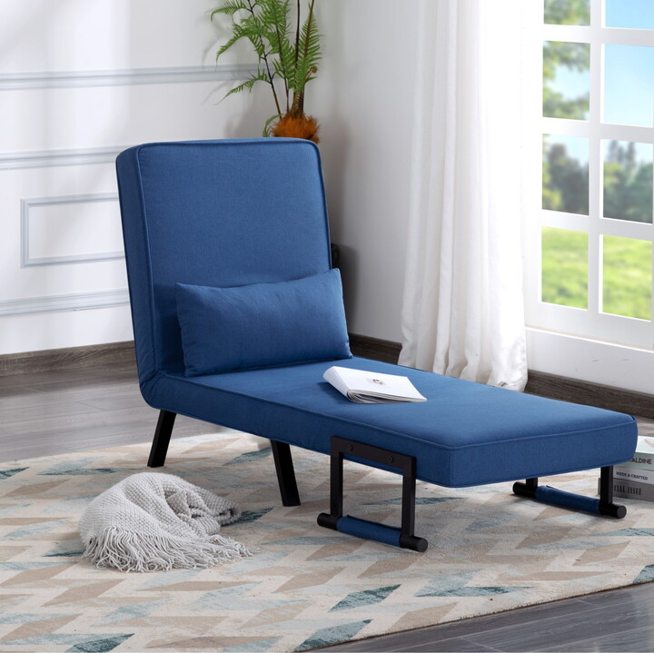 Gewnee "26"Modern Folding Arm Chair Lounge 4-in-1 Convertible Sofa Bed with Adjustable Backrest for Small Spaces (Blue)