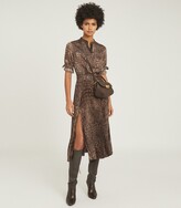 Thumbnail for your product : Reiss AVIANNA CROC PRINT MIDI DRESS Brown
