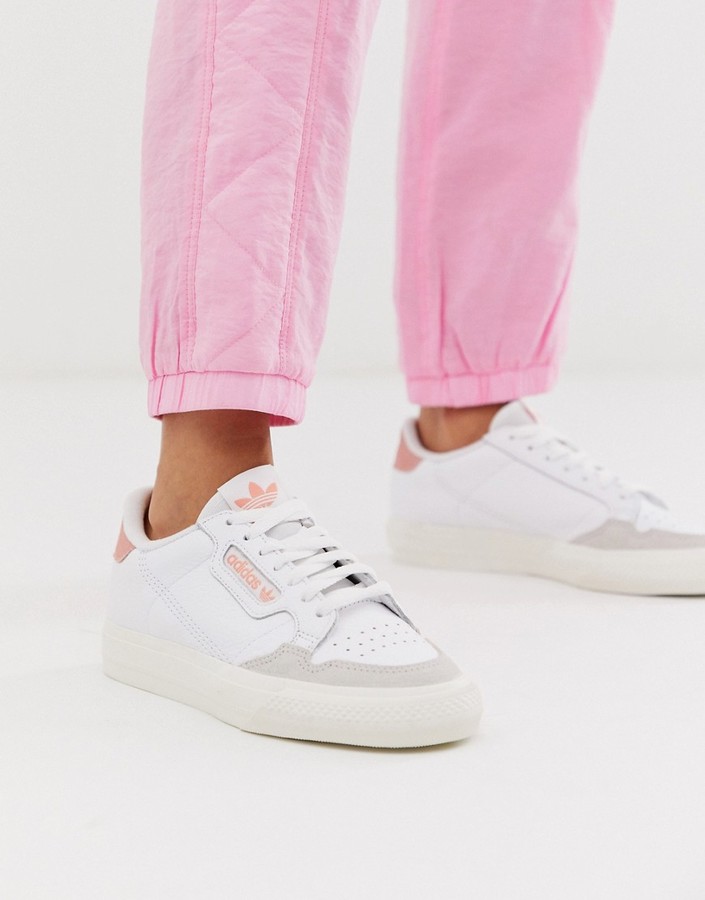 adidas Continental 80 Vulc sneakers in white and pink - ShopStyle