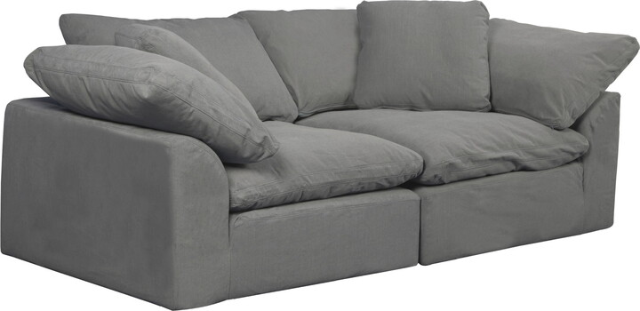 Sunset Trading Puff 2-Piece Fabric Slipcover Sectional Sofa in Gray