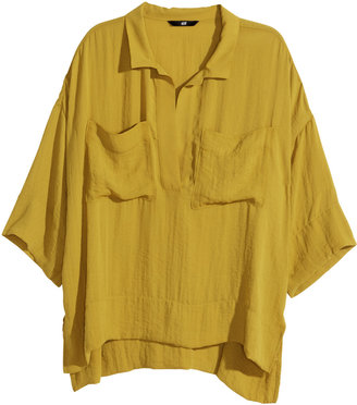 H&M Wide-cut Blouse - Yellow - Ladies