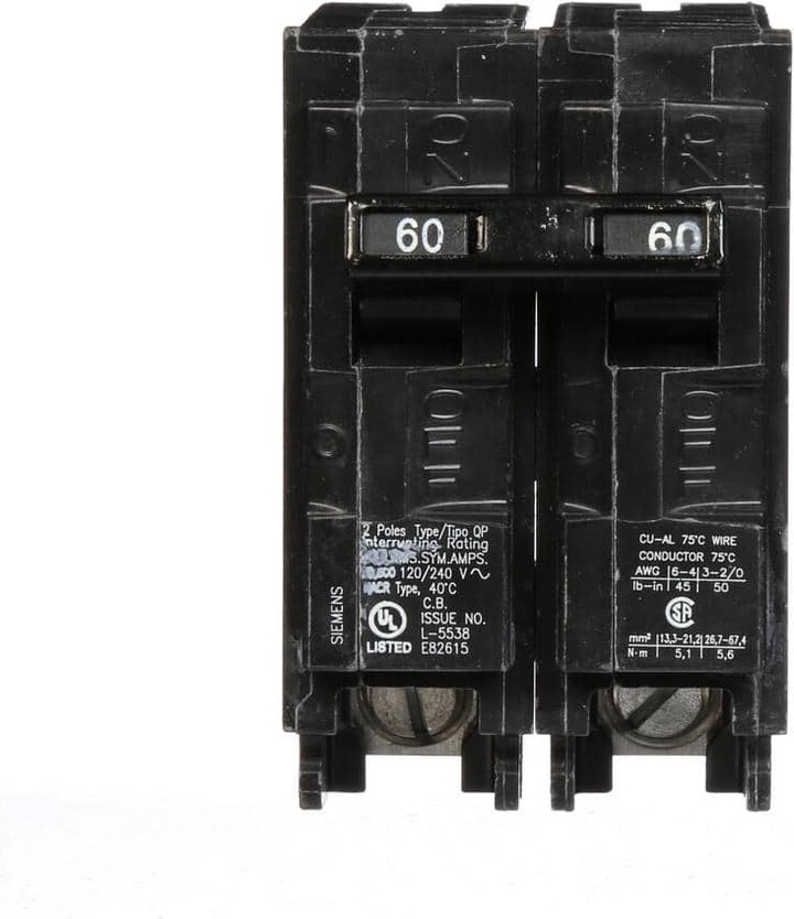 Siemens 60 Amp Double-Pole Type QP Circuit Breaker