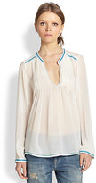 Thumbnail for your product : Joie Kosame Silk Crepe Pintuck-Pleated Blouse
