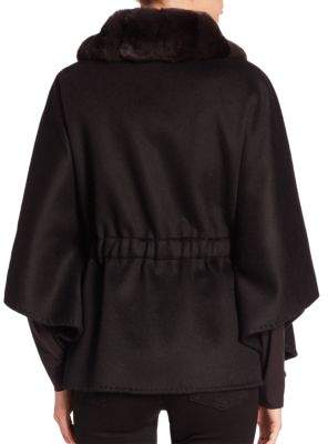 Guy Laroche Fur-Trimmed Cashmere and Wool Cape