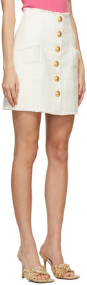 Balmain White Tweed Gitane Miniskirt