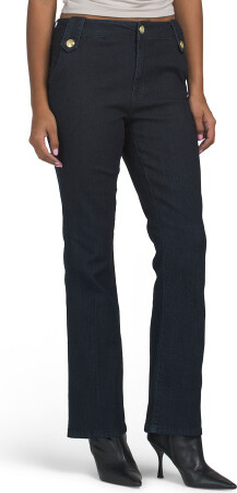 TJMAXX High Waisted Bootcut Jeans With Heritage Buttons For Women, Spandex/Cotton/Polyester