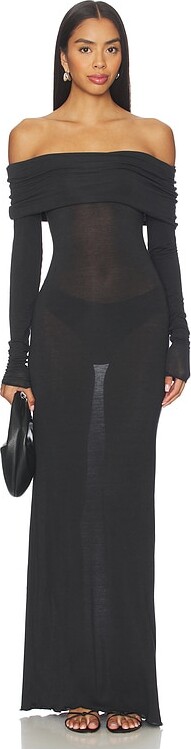 SKIMS Sheer Modal Off Shoulder Long Dress