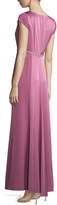 Thumbnail for your product : Kay Unger New York Crepe-Back Satin Belted Gown, Magenta