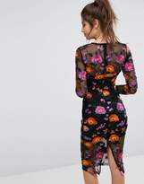 Thumbnail for your product : PrettyLittleThing Embroidered Floral Sheer Lace Midi Dress