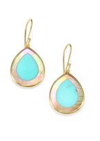 Thumbnail for your product : Ippolita Polished Rock Candy Turquoise, Brown Shell & 18K Yellow Gold Mini Teardrop Earrings