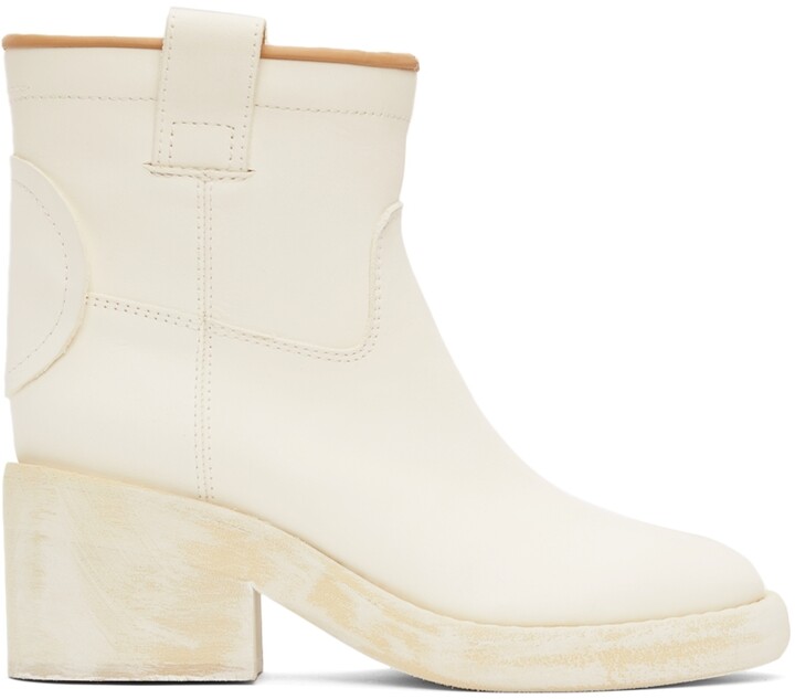 MM6 MAISON MARGIELA Off-White Western Ankle Boots - ShopStyle