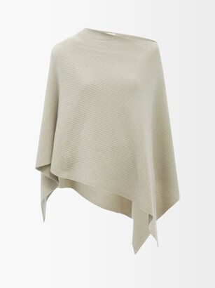 Allude Ribbed Cashmere Poncho - Grey