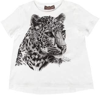 Roberto Cavalli Leopard Printed Cotton Jersey T-Shirt