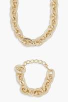 Thumbnail for your product : boohoo Chunky Chain Necklace & Bracelet Set