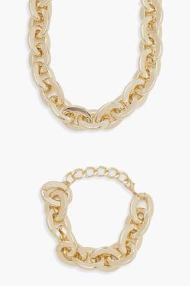 boohoo Chunky Chain Necklace & Bracelet Set