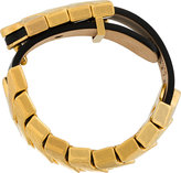 Thumbnail for your product : Alexander McQueen Black Leather Gold Link Bracelet