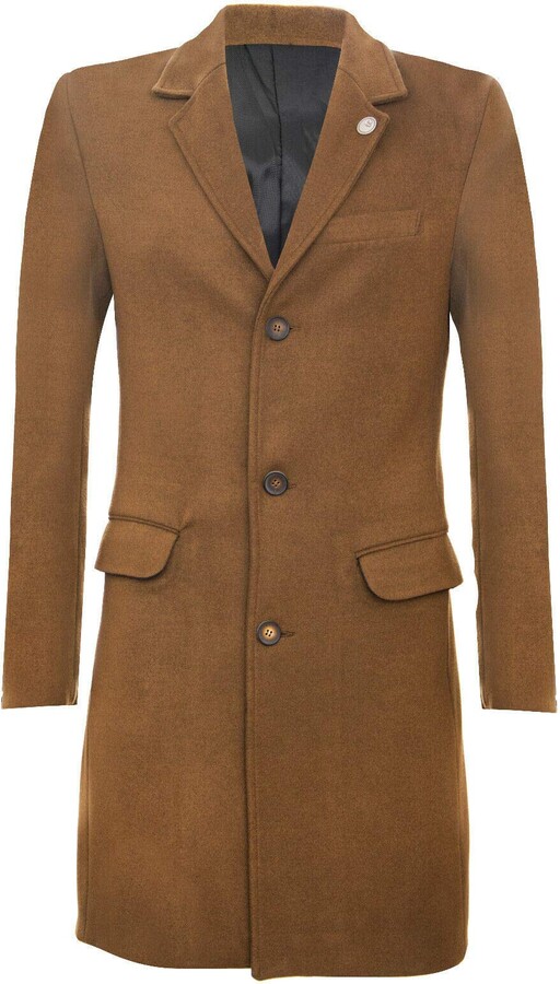Truclothing Mens 3/4 Long Wool Brown Crombie Overcoat Jacket Blinders ...
