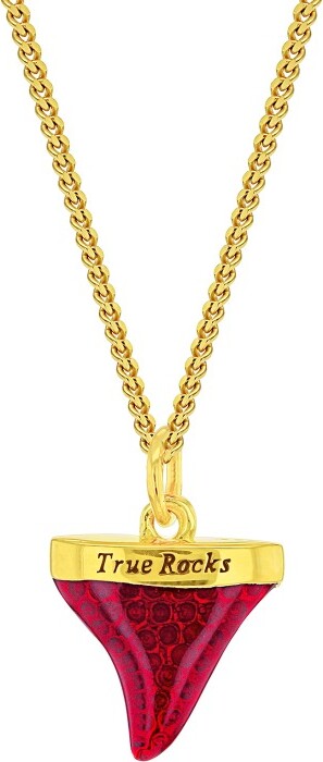 True Rocks Gold / Red Mini Sharks Tooth Pendant Red Enamel & 18Kt Gold-Plate